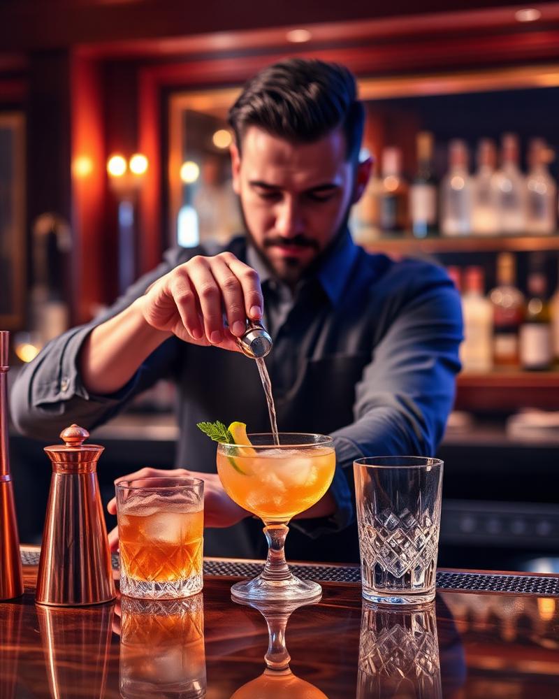 Julian Sterling crafting a cocktail at a high-end private bar
